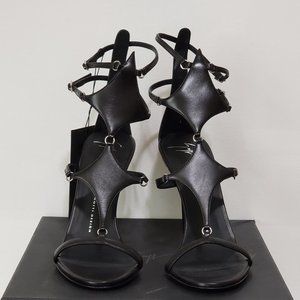 Brand New Giuseppe Zanotti Black Mistico Strappy Heels SZ 39 1/2